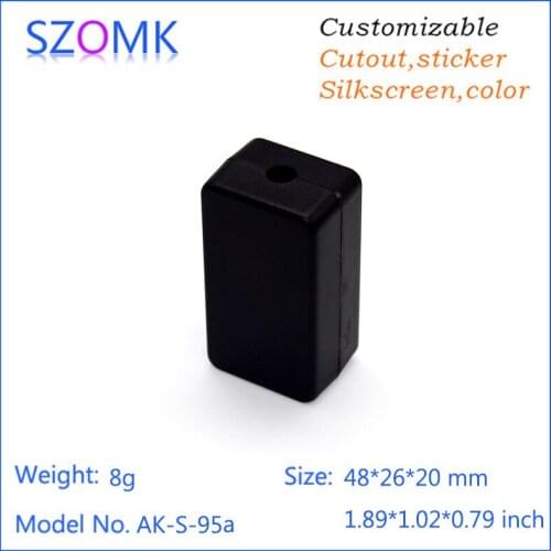 50 pcs, 48*26*20mm new arrival small electronic enclosure szomk black plastic project box abs enclosures for electronics