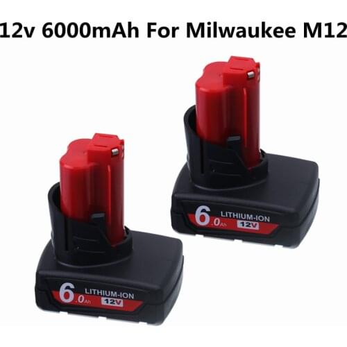 12V 6.0Ah Rechargeable Battery for Milwaukee M12 XC Cordless Tools 48-11-2402 48-11-2411 batteries 48-11-2401 MIL-12A-LI
