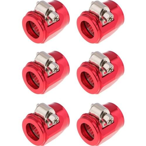 6 Set Aluminum Car AN8 Hose End Finisher Fuel Oil Water Line Clip Clamp Red