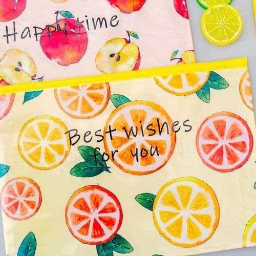 Large Capacity Transparent Pencil Cases File Holder Kawaii Fruit Pen Case Pencil Bags Pen Box Korean Stationery School Supplies
