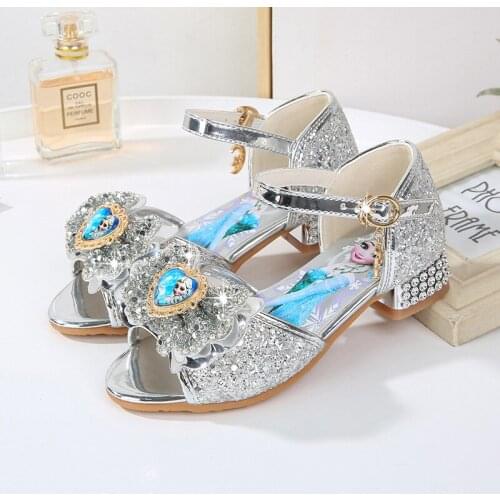 Disney Frozen Princess Elsa Kids Sandals Summer Crystal Girls Sandals Small Middle Big Childrens Party Shoes