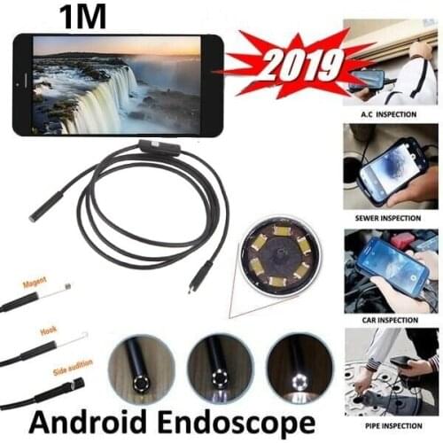 7MM Lens 1M 2M Wire 720P 2 in 1 Micro USB Android Endoscope Camera Inspection Endoscope Led Light Waterproof Android Borescope