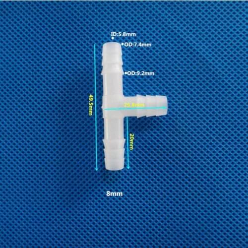 8mm Plastic Pipe Fitting Pagoda Barbed Equal 3 Way Tee Type Hose Connector Tube Joint for Garden