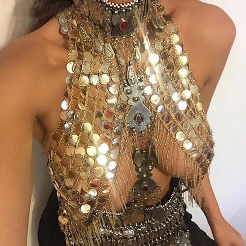 Handmade Holographic Burning Man Costumes Clothes Festival Rave Clothings Outfits Gear Sexy Body Chain Harness Lingerie Crop Top