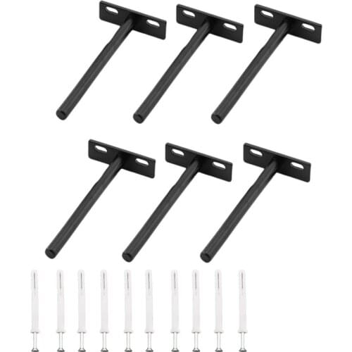 Hot 6Pcs 5 inch Floating Shelf Brackets Concealed Blind Shelf Support for Raw Wood Shelves