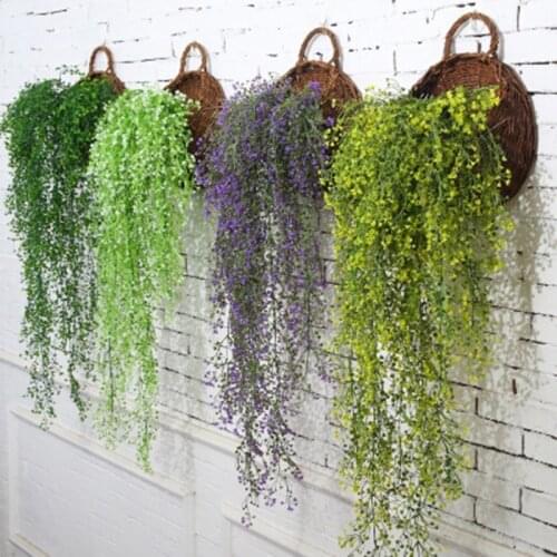 Hot Sale Simulation Artificail Plants Wall Decor Basket Orchid Rattan Plastic Fake Flower Artificial Plant Decorations