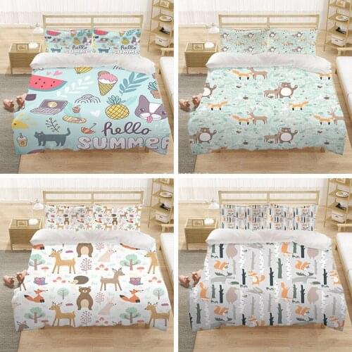 3D Cartoon Animal Bedding Set Childrens Bedroom Decorative Duvet Quilt Cover Pillowcase 2/3 Bedding Home Textiles