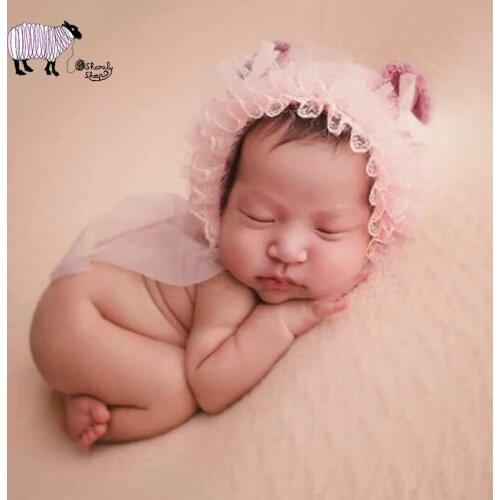 Newborn Photography Handmade Props Baby Girl Lace Hat Photo Shoot Posing Accessories bebe fotografia Mohair Cap Photo Props