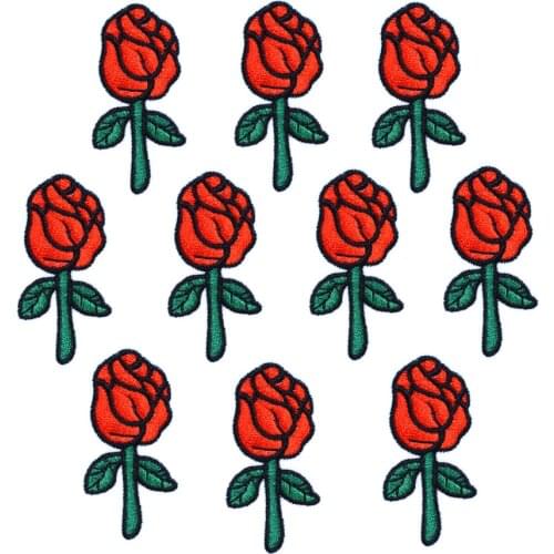 DIY Cute Rose Patches for Clothes Iron on Applique Embroidered Patch Labels Embroidery Sew Accessories for Kid Clothes 10PCS