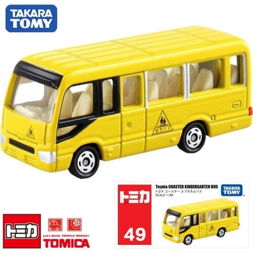 Tomica No.49 Toyota Coaster Kindergarden Bus Model Kit Takara Tomy Diecast Car Funny Kids Toys For Children Collectables