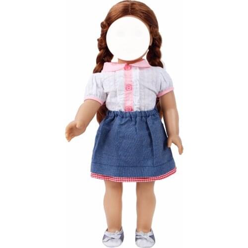 Fashion Outfit Lace Shirt Collar Blouse Denim Skirt Short Dress Daily Wear Clothes for 18 inch Girl Doll Accessories Toys