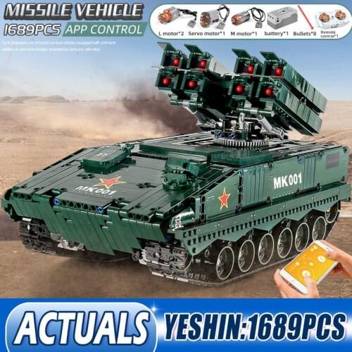 Mould King 20001 High-Tech APP RC Military Tank HJ-10 Battle Anti Missile Tank Model Building Blocks Bricks Kids Christmas Gifts