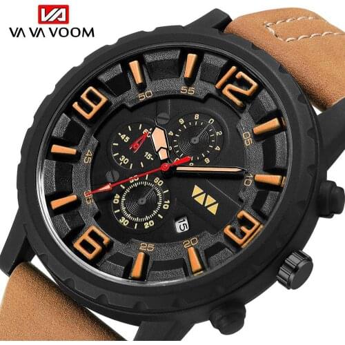 VAVA VOOM Luxury Brand Fashion Trend Sports Style Automatic Date Waterproof Wristwatch Male Clock Mens Military Quartz Watch