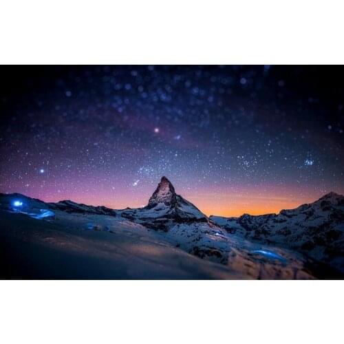 Night Sky over the Mountain Art Film Print Silk Poster Home Wall Decor 24x36inch