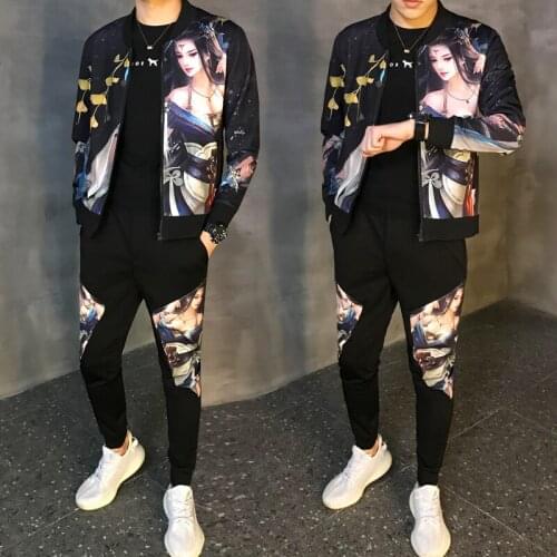 New Mens 2020 Set Autumn Man Sport 2 Piece Sets Sport Suit Jacket + Pants Tracksuit Male Tracksuit Asian Size Moda Hombre