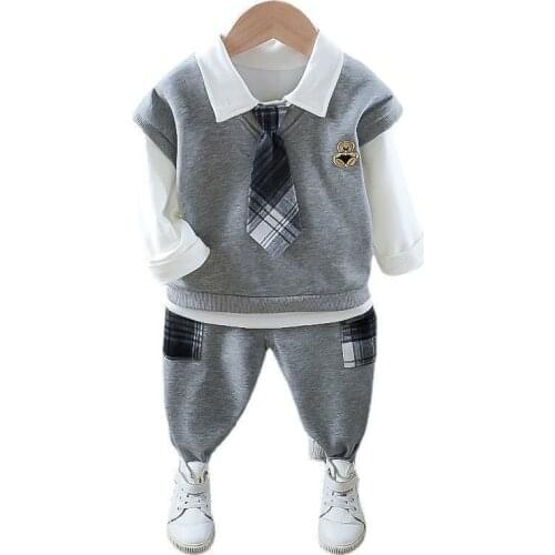 New Spring Autumn Fashion Baby Boys Clothes Suit Children Casual Vest T-Shirt Pants 3Pcs/set Infant Clothing Sets Kids Tracksuit