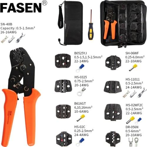 Crimping tools pliers set for XH2.54 pulg/tubular/tube/insulated terminals SN-48 ratchet Crmping plier 8 jaw kit pressing pliers