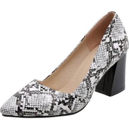 Snake Print Sexy Pointed Toe High Heels Shoes Women Pumps Fashion Office Ladies Dance Party Footwear womens shoes Big Size 32-48