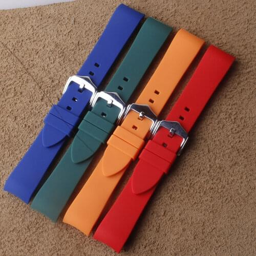 Orange Watchband Soft Silicone Rubber Curved ends Watch strap special fit brand watches mens accessories 18 19 20 21 22 24mm new