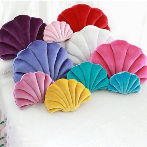 Luxury Shell Stuffed Pillow Fantastic Velvet Pillow Sea Shell Car Pillow Home Decor Bed Sofa Cushion Decoration Gift