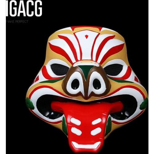 Hand Colored!!! Roadhog TOA Cosplay Mask Mako Rutledge Wizard Aborigines Priest Masks For Costume Cosplay Headwear