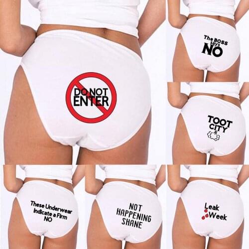 S-3XL New soft Polyester cotton Women Funny Letter Printing Solid Color High Waist Physiological Underwear bragas menstruales T3