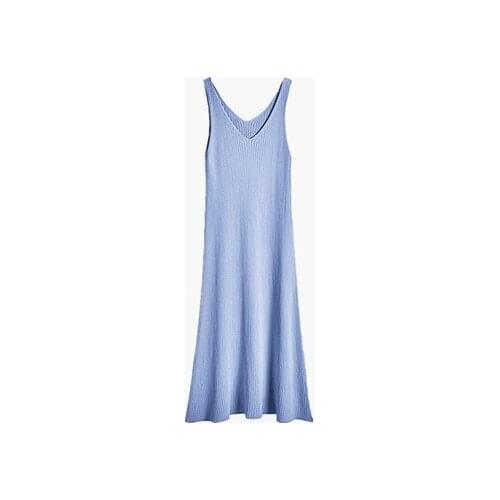 2021 Ladies Sundress Sleeveless Solid Color Tank Dress V Neck Knited Womens Fashion Clothes DailyIce Silk Dress
