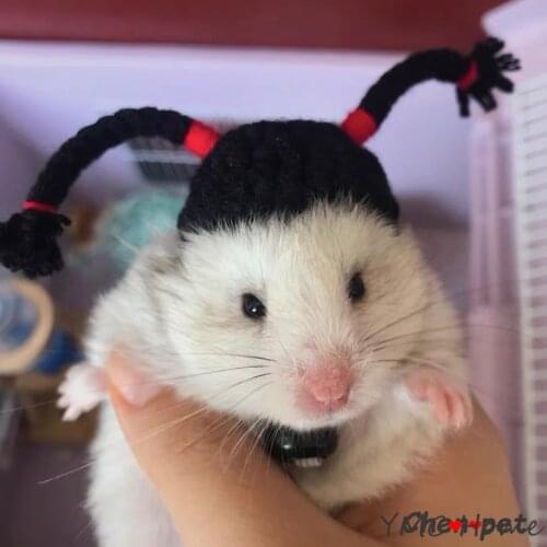 1PC kwaii Hand Made Hamsters Cute Hats toys Funny Small Pet Toys for Chinchilla Hamster Decoration Accessories Pet Birthday Gift