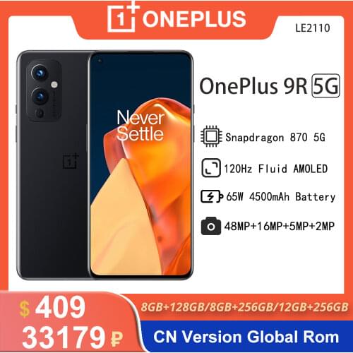 Global Rom OnePlus 9R 9 R 5G Smartphone 8GB 128GB Snapdragon 870 Mobil Phone 120Hz AMOLED Display 65W Warp Support OTA and NFC