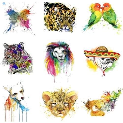 Iron-on Transfers for Clothing Patches Clorhing Stickers Stripe Diy Animals Patch Vinyle Thermocollant Flex Fusible Transfer F