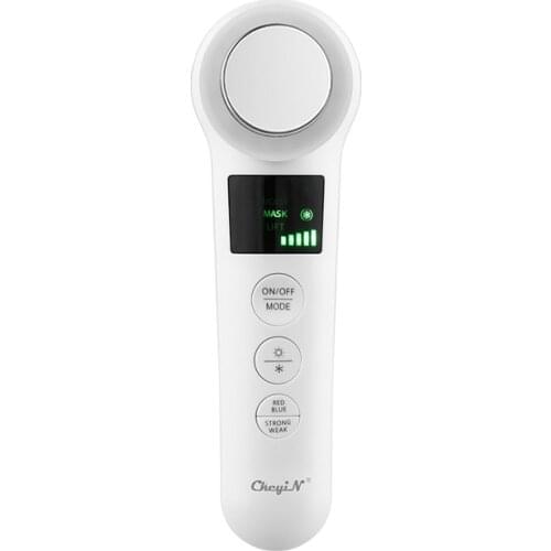 EMS Hot Cold Hammer Ultrasonic Vibration Facial Massager LED Photon Light Therapy Beauty Bar Face Lifting Wrinkle Removal Device