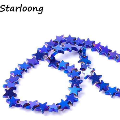 Top quality Natural stone bright multicolor Pentagram shape loose spacer hematite beads for DIY jewelry necklace making