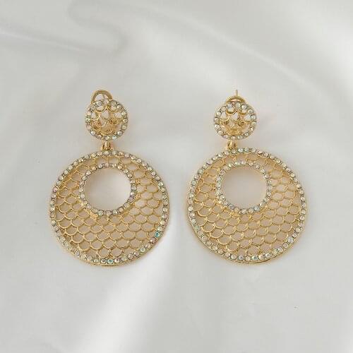 Big Circle Shaped Golden Color Copper Exquisite Women Earring 2021 Spring New Arrival luxurious Style