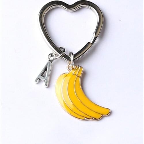 A-Z 26 Initial Letters banana Keychain Custom Keyring bananaJewelry Fruit Charms Best Friend Keychain Gifts
