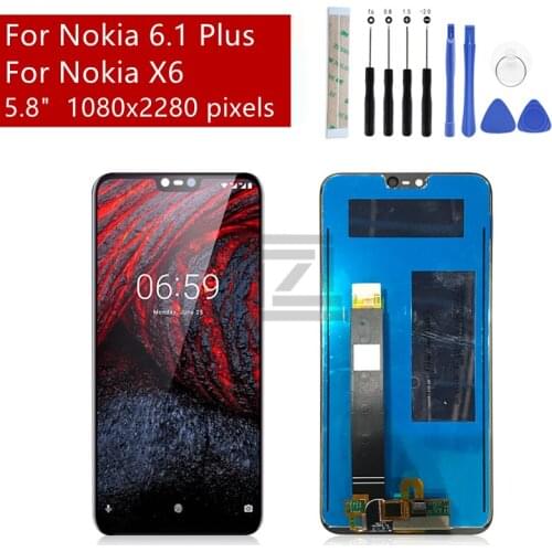 For Nokia 6.1 Plus LCD Display Touch Screen Digitizer Assembly For Nokia X6 Display Replacement Repair parts 5.86"