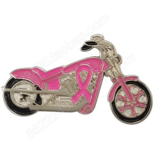 Breast Cancer Awareness Motorcycle Pink Ribbon Lapel Pins