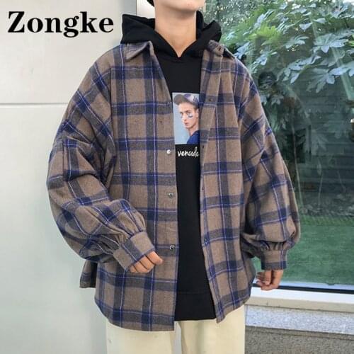 Zongke Mens Wool Shirts