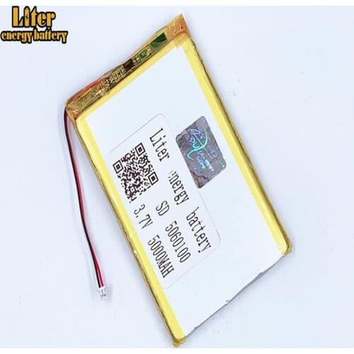 1.25MM 2pin connector 5060100 e-books GPS PDA Li-polymer battery 3.7V 5000mAh Li-po battery