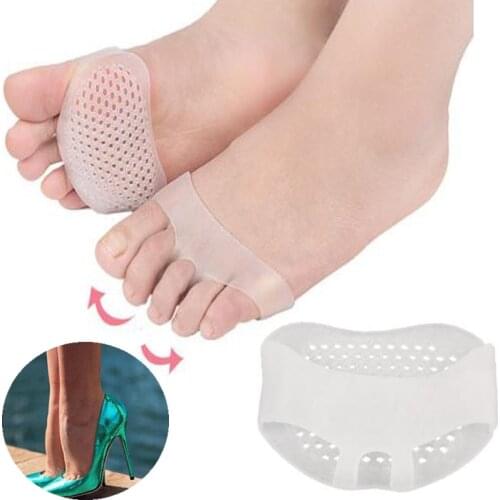 1 pair of forefoot silicon insoles high-heeled elastic cushion foot massage orthosis anti-skid protector shock pad foot
