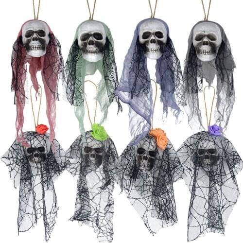 1pcs Mesh Halloween Skull Foam Skull Pendant Home Haunted House Horror Props Halloween Scene Decoration Supplies