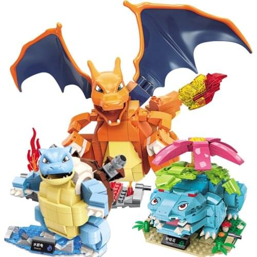 2020 New ideas upgrade Charizard Venusaur Blastoise Pikachu Poke Elf Dolls Pocket Monsters Detective Building Blocks Creator
