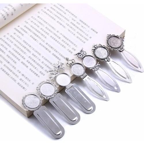 5pcs/lot Antique Vintage Retro Handmade Bookmark Cabochon Base Bookmark for 20mm Cabochon Cameo DIY Bookmarks Accessories
