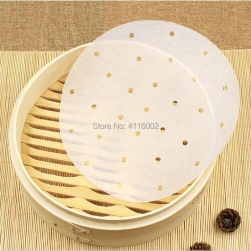 6inch 8inch 10inch Bamboo Steamer Dim Sum Paper Non Stick Under Steam Mat Cooking Papers For Food Steamer