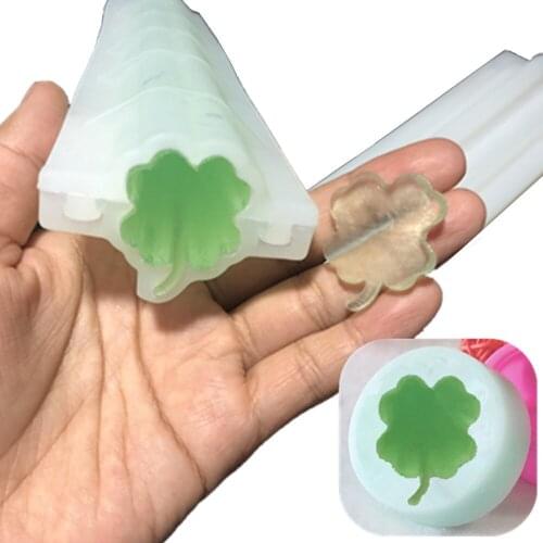 Free Shipping Clover Tube Column Silicone Soap Mold Embed Aroma Soap Making Supplies Creative Candle Making