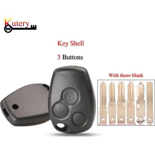 Kutery Car Key Shell For Renault Trafic Vivaro Duster Logan Fluence Clio Sande Megane 3Buttons Replacement Remote Key Case Cover
