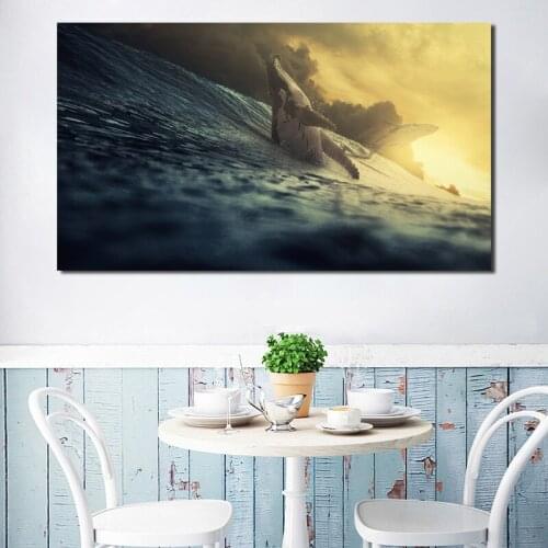 Giant Whale Animal Art Canvas Poster Painting Wall Picture Print Kids Room Nursery Home Bedroom Decoration Minimalist Framework