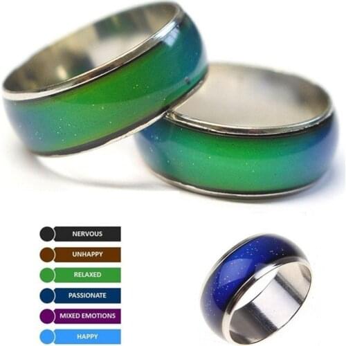 Fine Jewelry Mood Ring Color Change Emotion Feeling Mood Ring Changeable Band Temperature Ring #280844