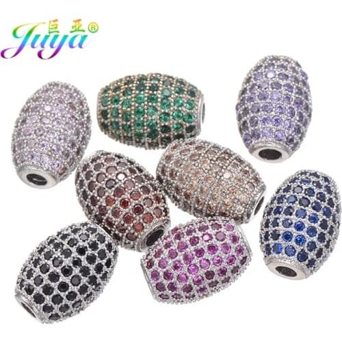 DIY Beads Jewelry Making Supplies Micro Pave Zircon Metal Oval Spacer Charm Beads Accessories Women Men BeadWork Jewelry Making