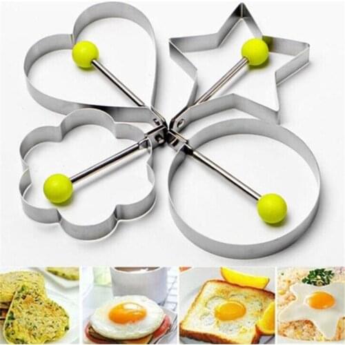 4Pc Egg Mold Stainless Steel Egg Shaper Egg Mold Cooking Tools Pancake Molds Ring Heart Flower Kitchen Tools Gadget 5ZCF075