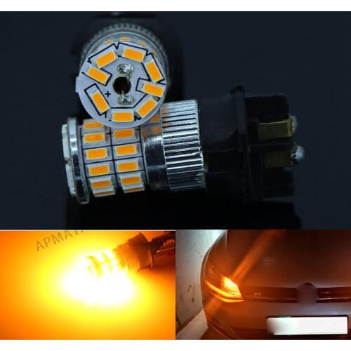 2Pcs Amber Yellow 36SMD PW24W PWY24W LED Bulbs For Audi A3 A4 A5 Q3 VW MK7 Golf CC Ford Fusion Front Turn Signal Lights